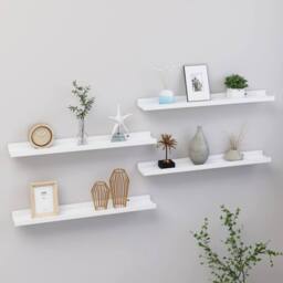 Berkfield Home Decorative Wall Shelves 4 pcs White 60x9x3 cm - Size: 60 x 9 x 3 cm - thumbnail 2