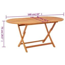 Berkfield Home Folding Garden Table 160x85x75 cm Solid Eucalyptus Wood in Brown - Size: 160 x 85 x 75 cm - thumbnail 5