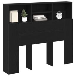 Berkfield Home Headboard Cabinet Black Oak 120x19x103.5 cm Engineered Wood - thumbnail 2