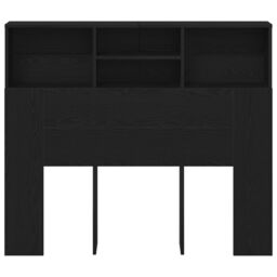 Berkfield Home Headboard Cabinet Black Oak 120x19x103.5 cm Engineered Wood - thumbnail 6
