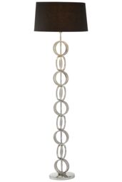 Orsina Floor Lamp with Multi Ring Base, High Gloss Nickel Chain Design, Black Fabric Shade Standing Lamp - thumbnail 2