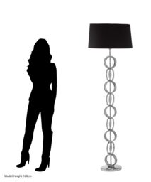 Orsina Floor Lamp with Multi Ring Base, High Gloss Nickel Chain Design, Black Fabric Shade Standing Lamp - thumbnail 5