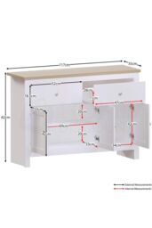 Home Discount Vida Designs Arlington 2 Drawer 3 Door Sideboard Storage Organizer in White - thumbnail 2