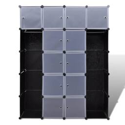 Berkfield Home Modular Cabinet 14 Compartments Black & White 37x146x180.5 cm - thumbnail 1