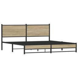Berkfield Home Metal Bed Frame without Mattress Sonoma Oak 180x200 cm Super King in Brown - thumbnail 4