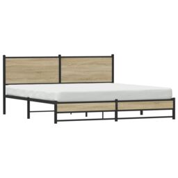Berkfield Home Metal Bed Frame without Mattress Sonoma Oak 180x200 cm Super King in Brown - thumbnail 3