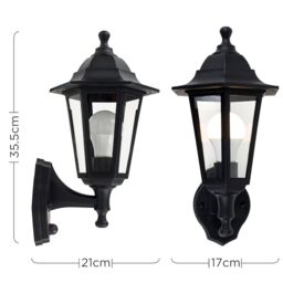 ValueLights Mayfair Black Dusk til Dawn Sensor Outdoor Night Safety Security Wall Lamp Lantern Light - thumbnail 6