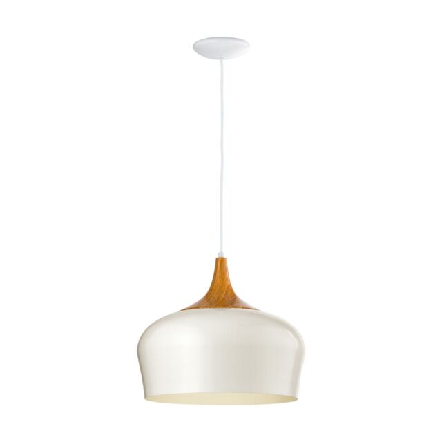 Loops Pendant Ceiling Light Colour Cream & Oak Coloured Steel Bulb E27 1x60W in Metallics - image 1