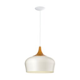 Loops Pendant Ceiling Light Colour Cream & Oak Coloured Steel Bulb E27 1x60W in Metallics