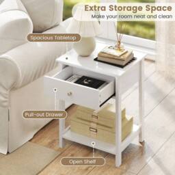 VOGREX 2 Pcs 2-Tier Nightstand Shelf White - thumbnail 4