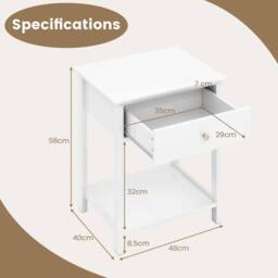 VOGREX 2 Pcs 2-Tier Nightstand Shelf White - thumbnail 2
