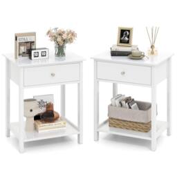 VOGREX 2 Pcs 2-Tier Nightstand Shelf White - thumbnail 1