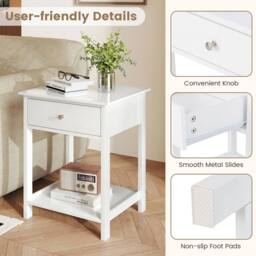 VOGREX 2 Pcs 2-Tier Nightstand Shelf White - thumbnail 3
