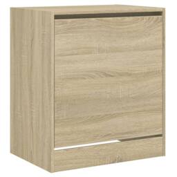 Berkfield Home Shoe Cabinet Sonoma Oak 60x42x69 cm Engineered Wood in Light Tan - Size: 60 x 42 x 69 cm - thumbnail 4