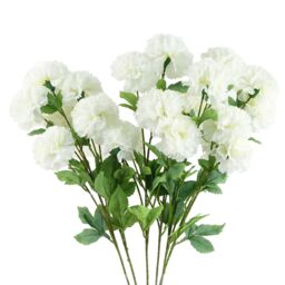 Leaf Pack of 6 x 70cm White Artificial Carnation Stem - 4 Flowers - Size: 6 x 70 cm - thumbnail 1