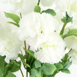 Leaf Pack of 6 x 70cm White Artificial Carnation Stem - 4 Flowers - Size: 6 x 70 cm - thumbnail 3