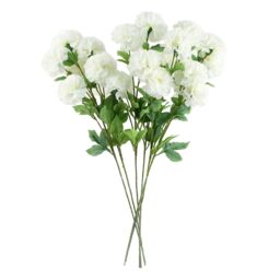 Leaf Pack of 6 x 70cm White Artificial Carnation Stem - 4 Flowers - Size: 6 x 70 cm - thumbnail 2