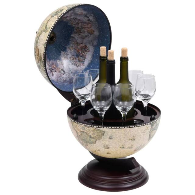 Berkfield Home Tabletop Globe Bar Wine Stand Eucalyptus Wood Green - image 1
