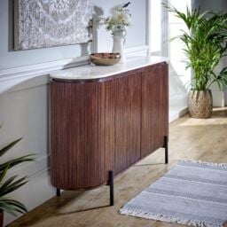 Indian Hub Opal Sideboard with Marble Top & Metal Legs - L40 x W160 x H90 cm in Brown - thumbnail 5