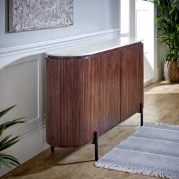Indian Hub Opal Sideboard with Marble Top & Metal Legs - L40 x W160 x H90 cm in Brown - thumbnail 6