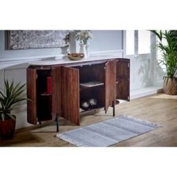 Indian Hub Opal Sideboard with Marble Top & Metal Legs - L40 x W160 x H90 cm in Brown - thumbnail 4