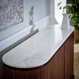 Indian Hub Opal Sideboard with Marble Top & Metal Legs - L40 x W160 x H90 cm in Brown - thumbnail 8