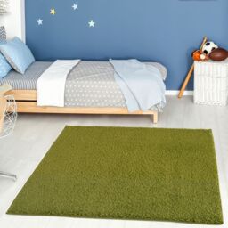 THE RUGS Green Plain Soft High Pile Shaggy Rugs & Runners Living Room Bedroom - Size: 60 cm x 110 cm - thumbnail 9