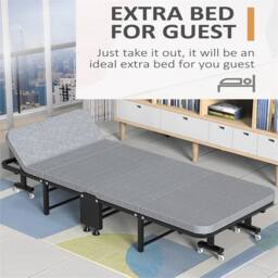 Nordara Single Foldable Folding Bed & Mattress Guest Bed Portable Large Bed in Grey - thumbnail 7