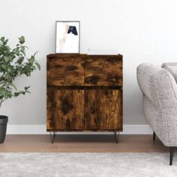 Berkfield Home Sideboard Smoked Oak 60x35x70 cm Engineered Wood in Brown - Size: 60 x 35 x 70 cm - thumbnail 2