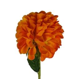 Leaf 75cm Pack of 6 x Artificial Dahlia PomPom Flower Stem Orange - thumbnail 6