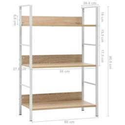Berkfield Home Decorative 3-Layer Book Shelf Oak 60x27.6x90.5 cm Engineered Wood in Light Tan - thumbnail 7