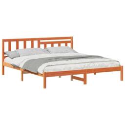 Berkfield Home with Headboard Wax brown 200 x 200 cm Solid pine wood - thumbnail 3