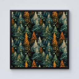 Warren Reed - Designer Impasto Style Christmas Trees Framed Canvas in Black - Size: w40 inch x h40 inch - thumbnail 1