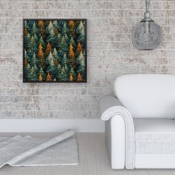 Warren Reed - Designer Impasto Style Christmas Trees Framed Canvas in Black - Size: w40 inch x h40 inch - thumbnail 2