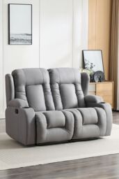 More4Homes Caesar 2 Seater Grey Technology Fabric Modern Manual Recliner Sofa