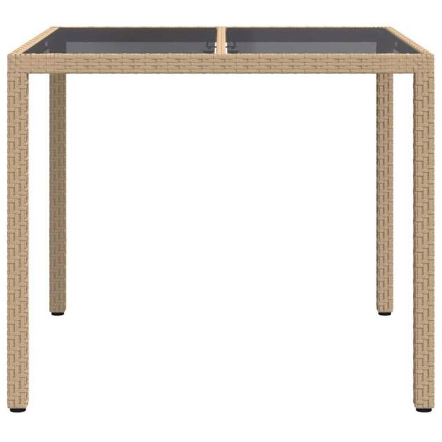 Berkfield Home Traditional Garden Dining Table Beige 90x90x75 cm Poly Rattan - Size: 90 x 90 x 75 cm - image 1