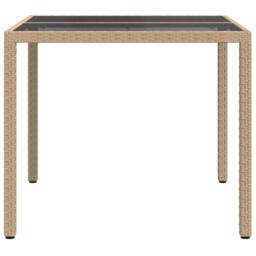 Berkfield Home Traditional Garden Dining Table Beige 90x90x75 cm Poly Rattan - Size: 90 x 90 x 75 cm - thumbnail 4