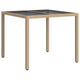 Berkfield Home Traditional Garden Dining Table Beige 90x90x75 cm Poly Rattan - Size: 90 x 90 x 75 cm - thumbnail 5