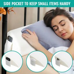 Gymax Full Size Bed Wedge Pillow Gap Filler For Bed With Side Pocket Bolster in White - thumbnail 3
