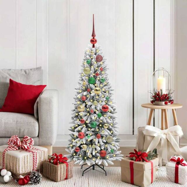 Berkfield Home Artificial Christmas Tree with 150 LEDs White 53 x 53 x 120 cm - image 1
