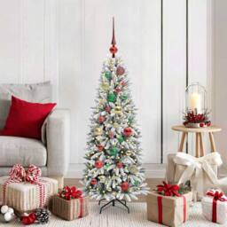 Berkfield Home Artificial Christmas Tree with 150 LEDs White 53 x 53 x 120 cm - thumbnail 1