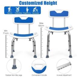 Kelvenix Shower Stool Adjustable Round Bath Chair in Blue - thumbnail 3