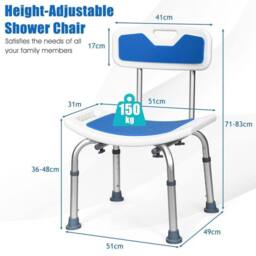 Kelvenix Shower Stool Adjustable Round Bath Chair in Blue - thumbnail 2