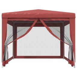 Berkfield Home Party Tent with 4 Mesh Sidewalls Red 3x4 m HDPE - thumbnail 3
