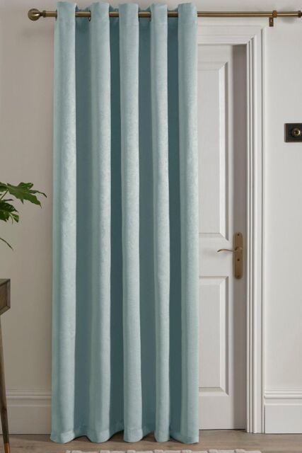 Fusion 'Strata' Dim out woven Eyelet Single Panel Door Curtain in Duck Egg Blue - Size: 168 cm width x 214 cm drop - image 1