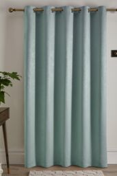 Fusion 'Strata' Dim out woven Eyelet Single Panel Door Curtain in Duck Egg Blue - Size: 168 cm width x 214 cm drop - thumbnail 3
