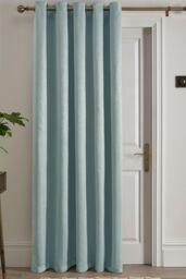 Fusion 'Strata' Dim out woven Eyelet Single Panel Door Curtain in Duck Egg Blue - Size: 168 cm width x 214 cm drop - thumbnail 1