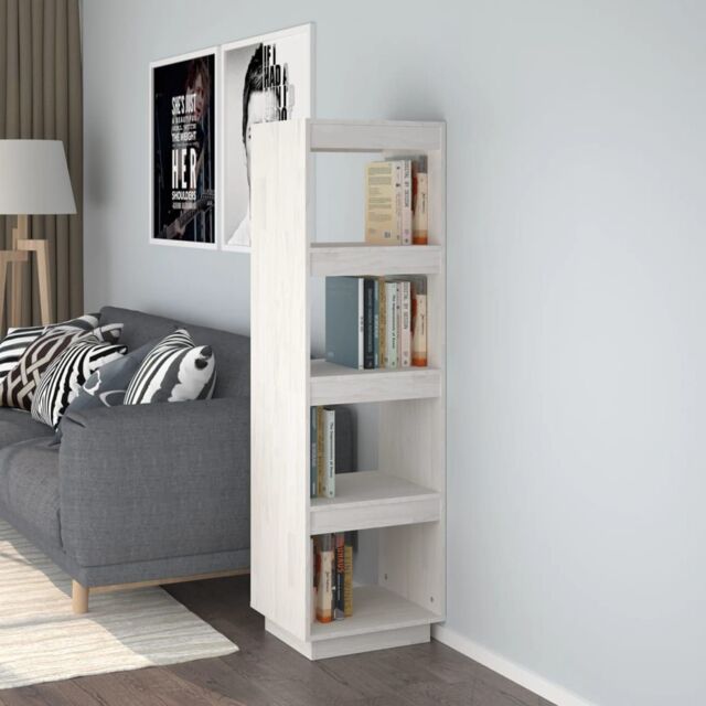 Berkfield Home Book Cabinet/Room Divider White 40x35x135 cm Solid Pinewood - Size: 40 x 35 x 135 cm - image 1