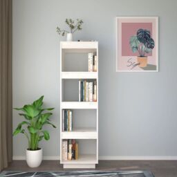 Berkfield Home Book Cabinet/Room Divider White 40x35x135 cm Solid Pinewood - Size: 40 x 35 x 135 cm - thumbnail 3