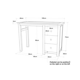 Cabinet Bits Trevi 3 Drawer Dressing Table Set Chrome Knob in Off-White - thumbnail 6